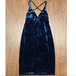 Crushed Blue Velvet Dress